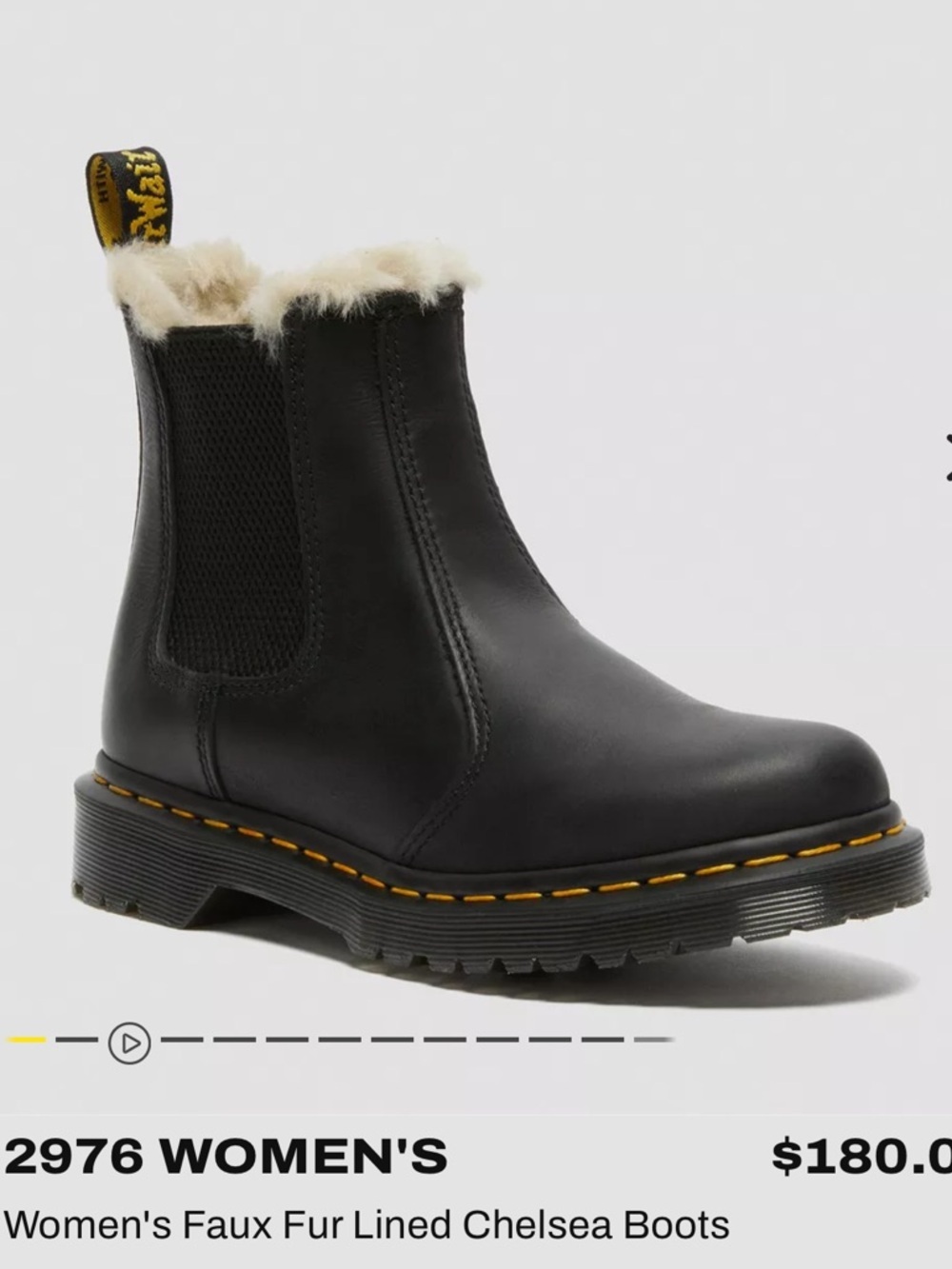 Dr. Martens Women’s Black Faux Fur Lined Chelsea Boot Sz 7